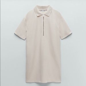 Zara New With Tags Creme Polo Zip Dress